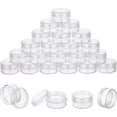 thumbnail image 1 of Paquete de 30 frascos de plástico transparente vacíos para almacenar cuentas de 10 ml (1,47" x 0,78") con tapas de rosca redondeadas., 1 of 7
