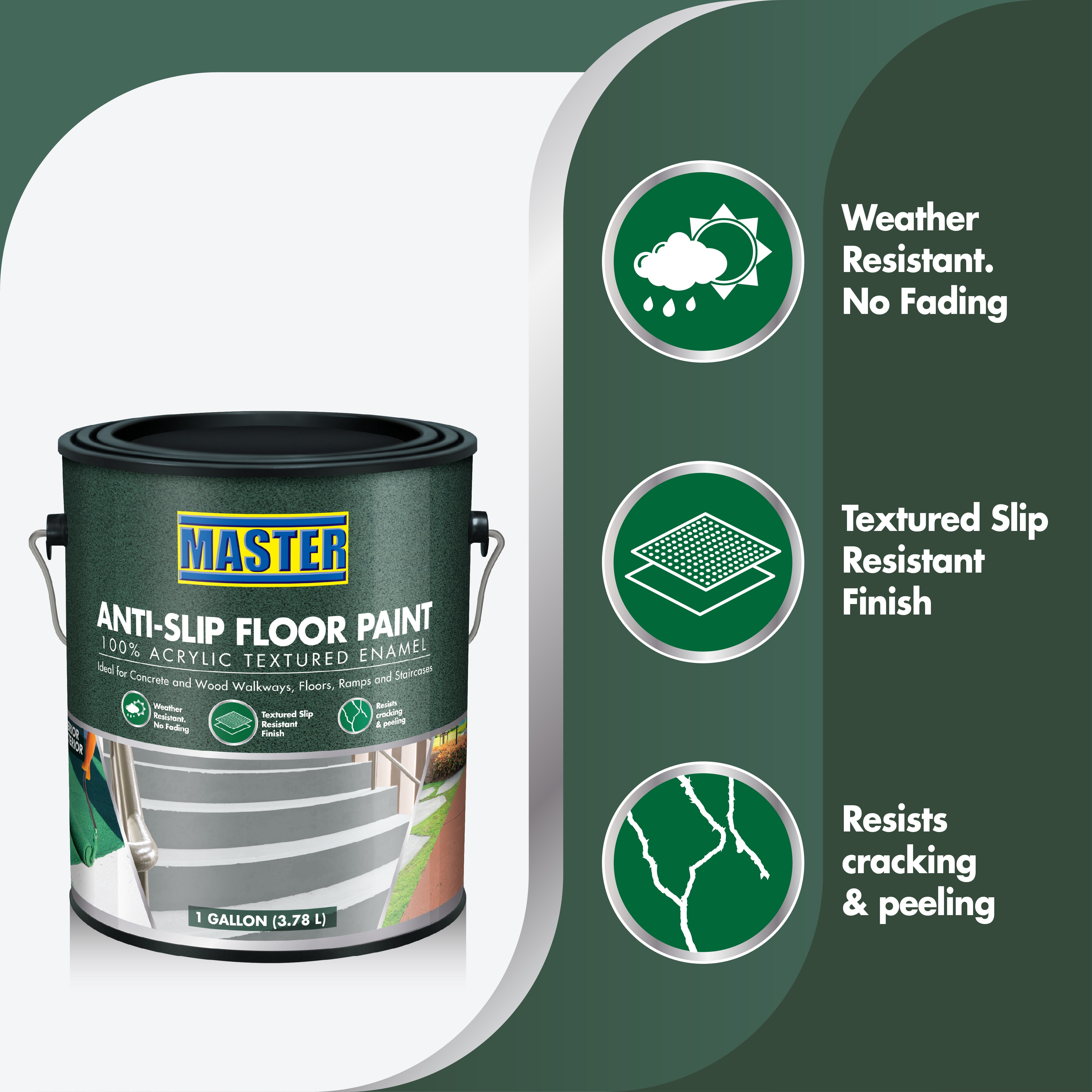 Master Floor Paint Anti-Slip Red 1 gl