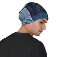 thumbnail image 4 of Naloa Indigo Patchwork Quilt Soft Beanie Hat, Knit Beanie Daily Beanie in Fine Knit for Women Men Winter Travel, Outdoor, 4 of 7