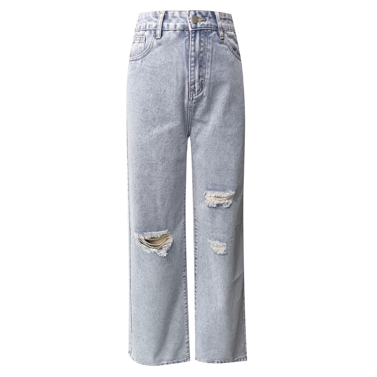 Tiweut Jeans for Women Ripped Straight Leg Denim Long Pants Wide
