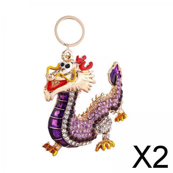 2x LLavero de Dragón Chino, Llavero con Diamantes de Imitación, Regalo, Accesorio de Ropa, Bolso, Llavero con Dijes, Anillos para Bolso, Teléfono, Niñ 2 piezas