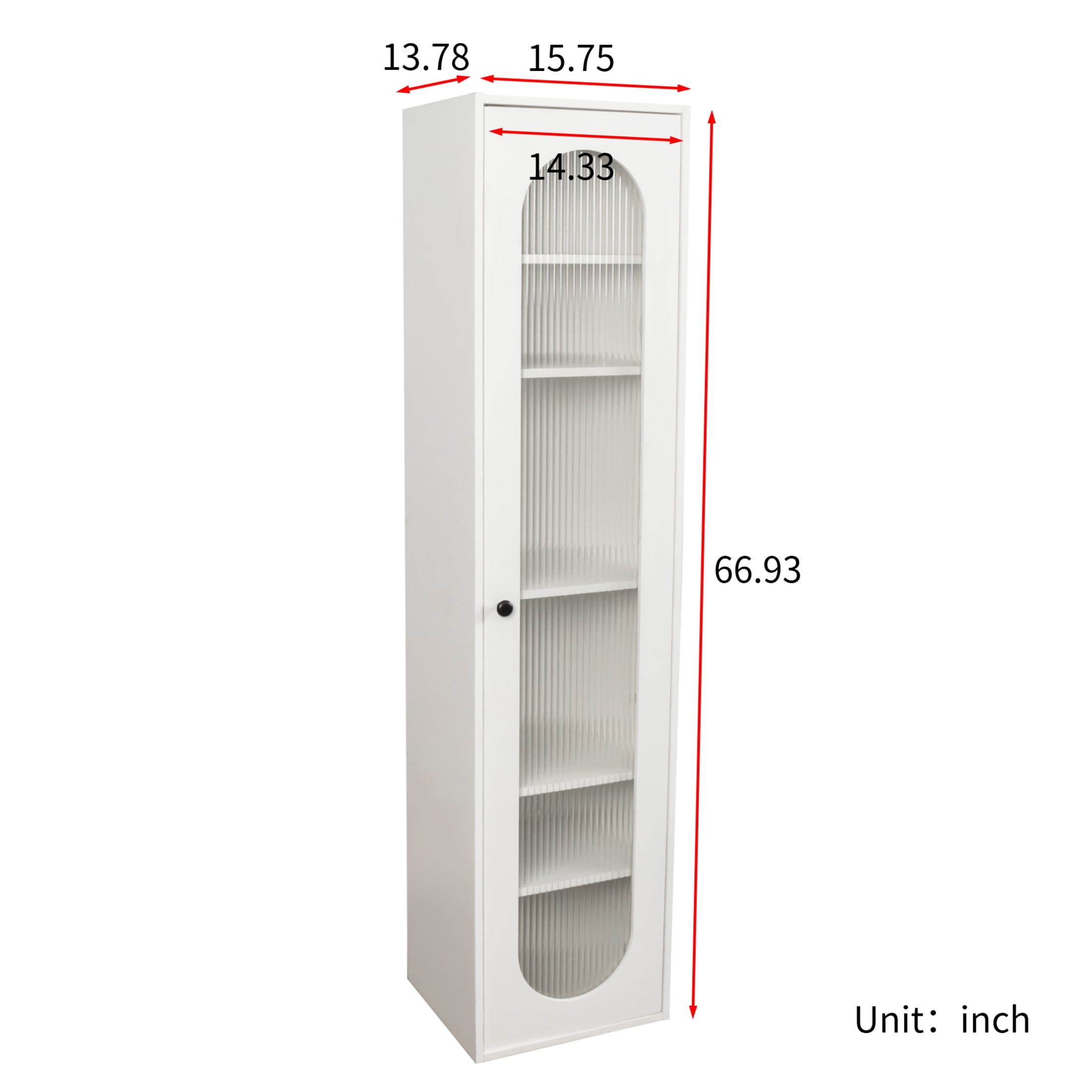 Noble House 5-Shelf Curio Display Cabinet with Acrylic Doors & LED Lighting, Modern Glass Bookcase, White