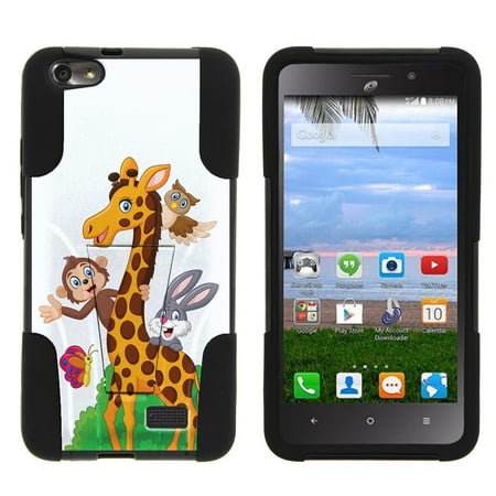 - Huawei Raven LTE H892L STRIKE IMPACT Dual Layer Shock Absorbing Case with Built-In Kickstand - Cartoon Giraffe