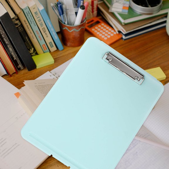 EXHUMKY Office Clipboard with File Storage Box Sky Blue Portable Document Holder