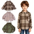 thumbnail image 2 of Long Sleeved Plaid Shirt Boy'S Color Block Cardigan Lapel Top,Plaid Lapel Shirt 5-6Years, 2 of 6