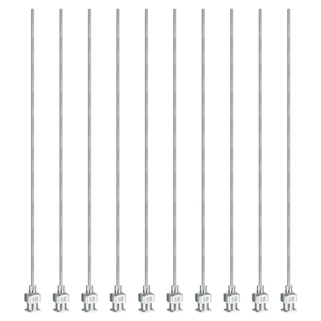 Unique Bargains 10 Pcs 18G 5 Inch Blunt Tip Dispensing Needle with Lure Lock for Refilling Liquid Inks Adhesives