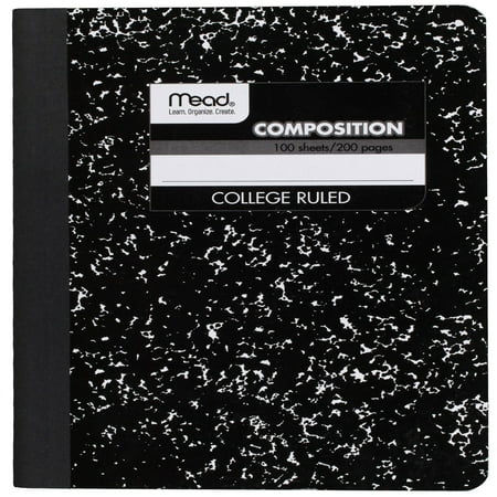 Mead Composition Book, College Rule, 9 3/4 x 7 1/2, White, 100 Sheets