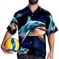 thumbnail image 4 of Starry Shark Men's Short Sleeve Hawaiian Shirt, Casual Printed Button Down Beach Tops, Summer Poplin Spread Collar Unisex Button Down Shirts, 4 of 6