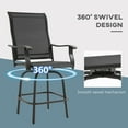 thumbnail image 3 of Outsunny Set of 2 Outdoor Swivel Bar Stools with Armrests, Bar Height Patio Chairs with Steel Frame for Balcony, Poolside, Backyard, Black, 3 of 9