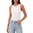 thumbnail image 5 of WHEANG 2026 New Ribbed Sleeveless Tank Top for Women High Neck Slim Fit Basic Blouse Daily Outfits Casual Vest Shirts Keeps Cool All-Day Comfort Summer Tops for Women(Color White Size 2XL), 5 of 5