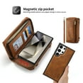 thumbnail image 6 of Feishell Multifunctional Crossbody Wallet Case for Samsung Galaxy S24 Ultra,Magnetic Detachable Case Premium PU Leather Zipper Pocket Multi Card Slots Phone Case with Wrist Strap&Shoulder Strap,Brown, 6 of 10