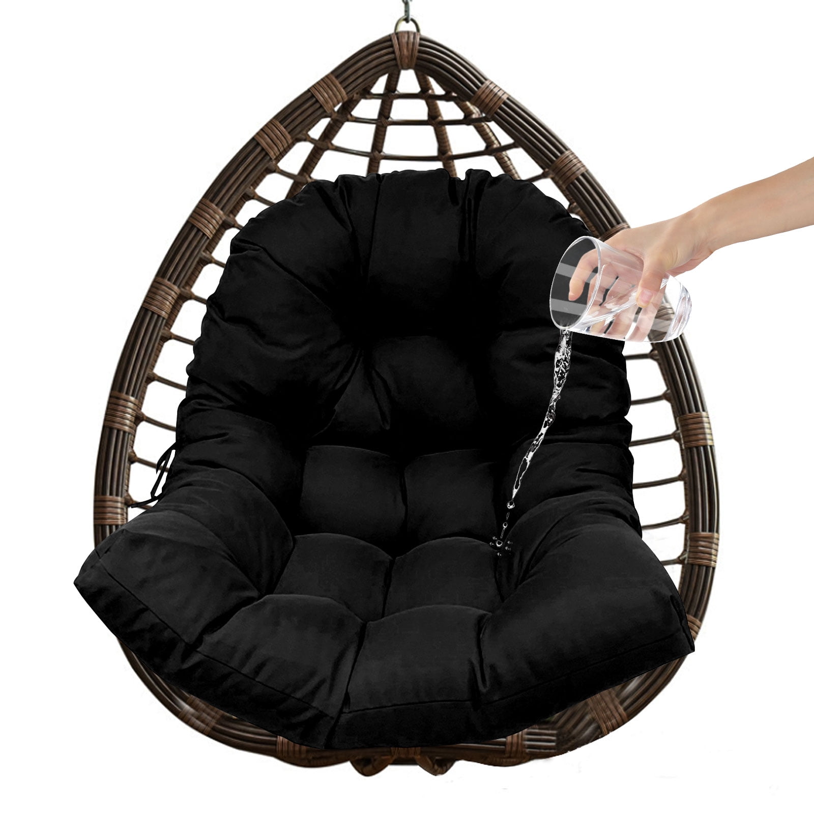 DSYOGX Swing Chair Cushion, Black Hanging Chair Cushion Pillow With Polyester Fiber Egg Chair Cushion For Hanging Chairs, Back Chairs, Seat Cushion Only, 66x45cm