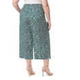 thumbnail image 2 of JESSICA SIMPSON Womens Teal Pocketed Pull On Elastic Waist Cropped Printed Wide Leg Pants XS, 2 of 3
