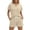 Beige, variant on Travel Outfits for Women Summer Casual 2 Piece Notch V Neck Button Tops Drawstring Shorts Comfy Sets Loungewear