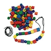 Excellerations Wooden Lacing Beads - 108 Pieces