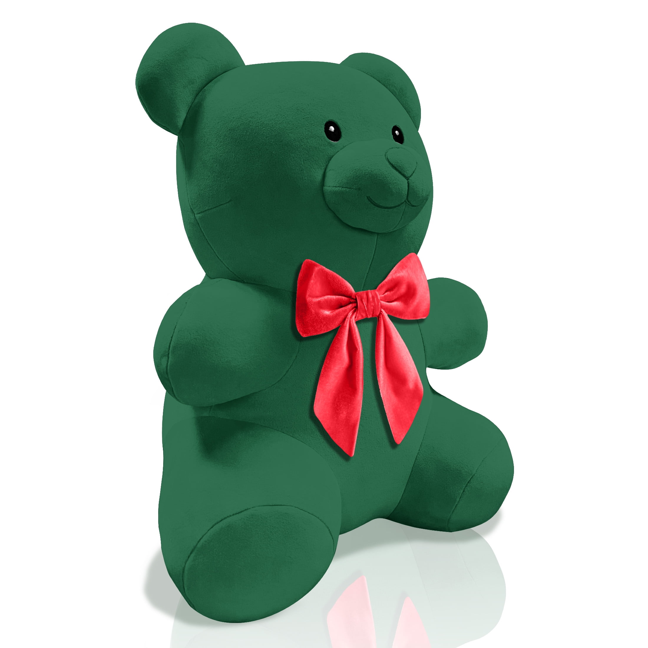 Plush 16-inch Classic Green Gummy Bear with Velvety Red Bow, By Holiday Time