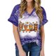 thumbnail image 1 of Camiseta con cuello en V para mujer Camiseta con estampado de Halloween Camiseta de manga corta Tops Pompotops  hkajfhjk472945, 1 of 6