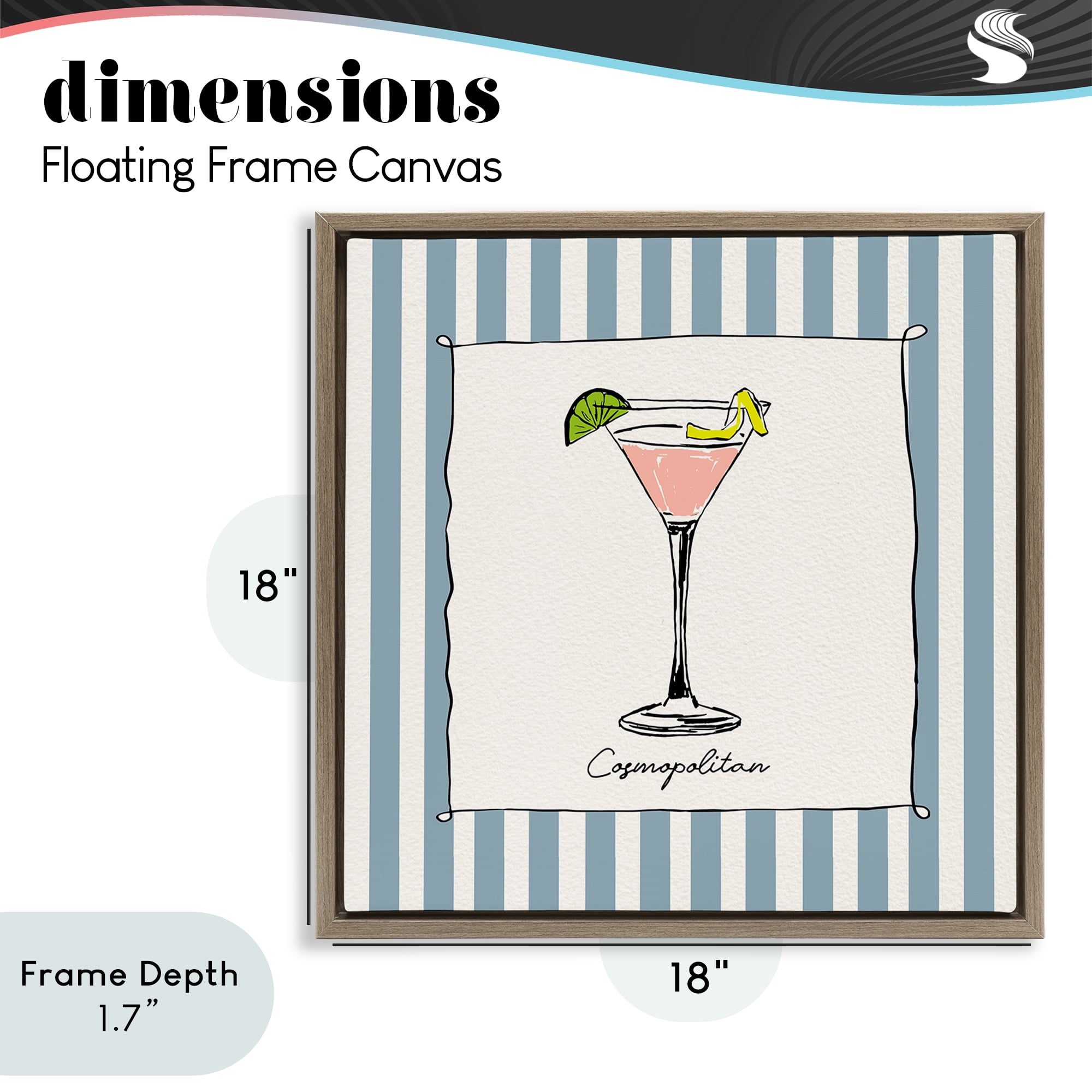 Stupell Industries Cosmopolitan Summer Stripes Brown Framed Floater Canvas Wall Art, design by Susan Jill