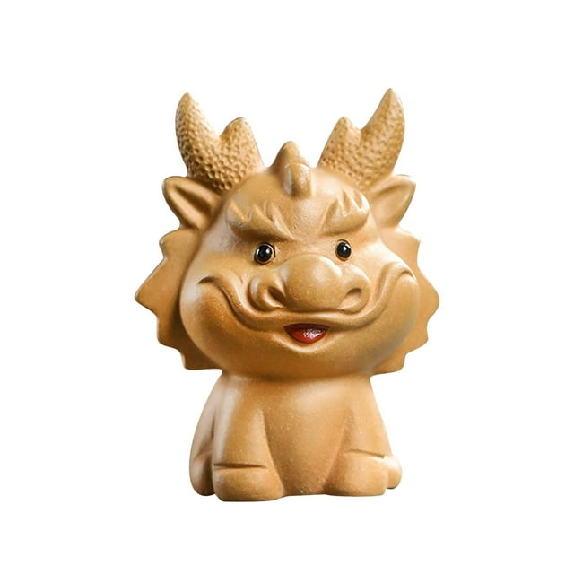 Figura de dragón en miniatura, estatua de dragón de la suerte para centro de mesa de salón de té amarillo