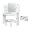 thumbnail image 5 of RichYa Modern Makeup Vanity Set with Lights Mirror and Drawers,White Makeup Desk,Dressing Table, 5 of 11