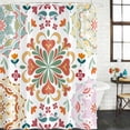 thumbnail image 2 of White Boho Shower Curtain, Waterproof Shower Curtains for Bathroom, Retro Ethnic Colorful Flower Aesthetic Art Washable Fabric Bathtub Curtain Set Bath Decor with 12 Hooks Extra Long 72"x96", 2 of 8