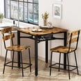 thumbnail image 5 of MIERES Counter Height Dining Set for 3 Piece,Small Kitchen Table Set with Storage Shelf, Farmhouse Bar Table Set for Small Spaces, Dining Room, Kitchen, Rustic Brown, 5 of 9