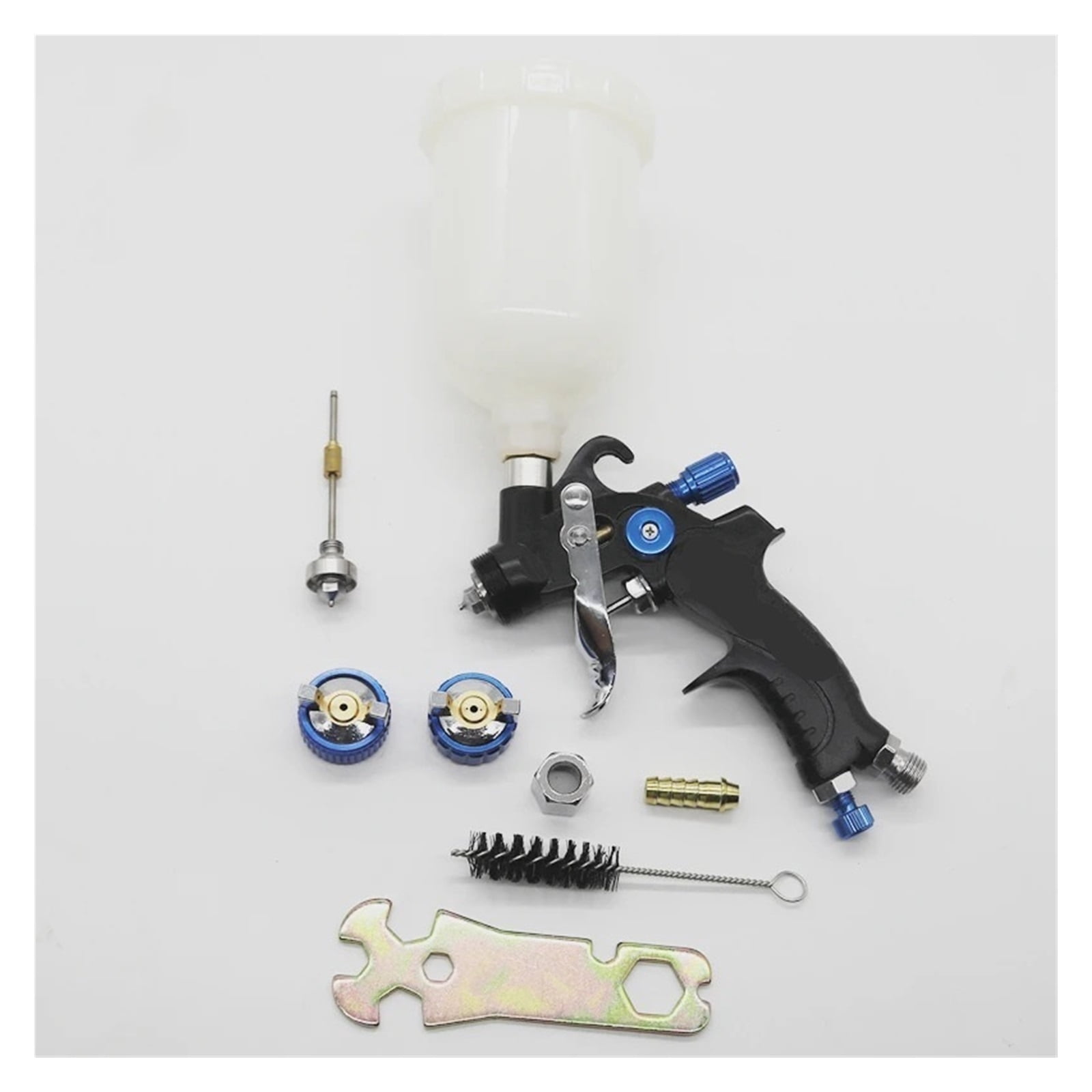 Mini Air Spray Gun Airbrush for Painting Car, Paint Spray Gun with 400cc Mix Tank and Adapter HVLP