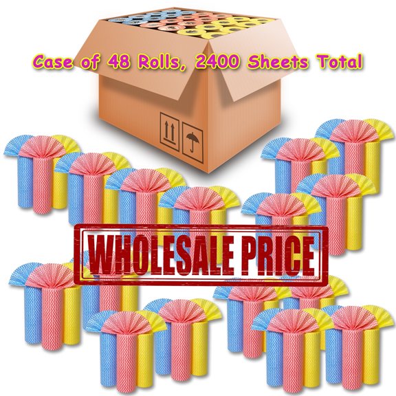 Cleaning Cloths Roll Wipe Sheets, Dish Wash Cloths, Disposable Cleaning Wash-Cloth Towel for Kitchen Bathroom Furniture and Car ( 48 Rolls, 2400-sheets )