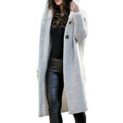 Uerlsty Women Cotton Sweater Knitted Cardigan Buttoned Hooded Jacket Overcoat S-5XL