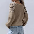 thumbnail image 3 of Gytharion Women's Lace Sleeve Sweaters Loose Solid Color Crew Neck Long Sleeve Patchwork Pullover Tops with Ribbed Cuffs Fashion Jumper Tops, 3 of 5