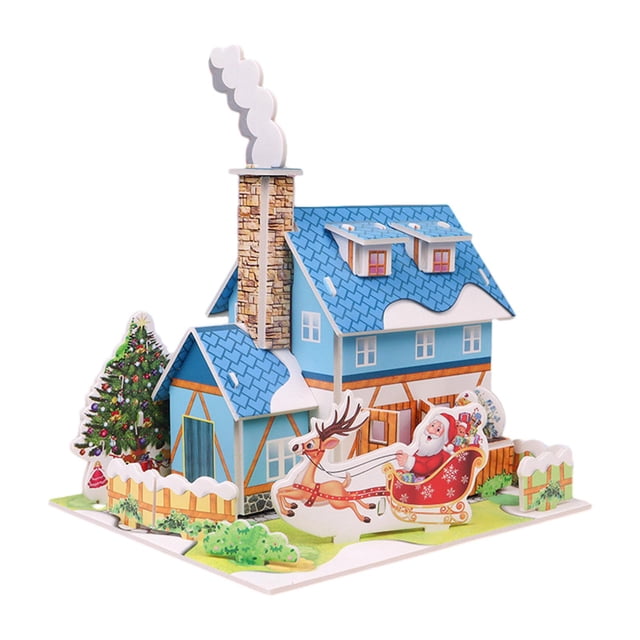 Decoración de casas de Navidad CUTICAT Manualidades DIY Casa de rompecabezas 3D