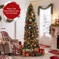 thumbnail image 5 of 7ft Pre-Lit Spruce Pencil Christmas Tree with 450 Lights, 920 Full Branch Tips, Slim Artificial Xmas Tree Pine Cone & Red Berries, Includes Metal Base, Ideal Xmas Decor for Home and Office, Green, 5 of 11