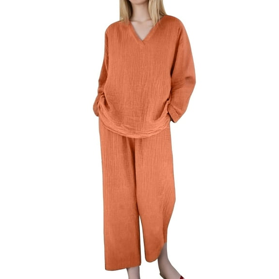 Leisure V Neck Pullover with Long Sleeves and Pocket Trousers Multicolor Women's Suit, Fashionable and Versatile for Different Occasions