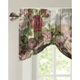 thumbnail image 3 of Wood Grain Flower Retro Window Valance Curtain Kitchen Cafe Short Curtains Living Room Tie-Up Valance Curtain, 3 of 6