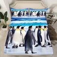 thumbnail image 2 of Manfei Teens Antarctic Penguin Queen Sheet Sets, 3D Animal Flat Sheet, Kawaii Wildlife Queen Fitted Sheet, Microfiber Bedroom Decor, 4 Pieces, 2 of 7