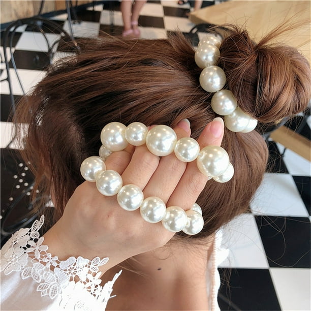 Ziyahi Vintage Hair Tie Aesthetic Bun Elastic Rope Thick Thin Hairband Decorations Styling Head Accessories Personalized Gift Large Small Pearl Other