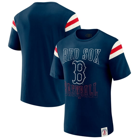 Men's Darius Rucker Collection by Fanatics Navy Boston Red Sox Distressed Sleeve Stripe T-Shirt