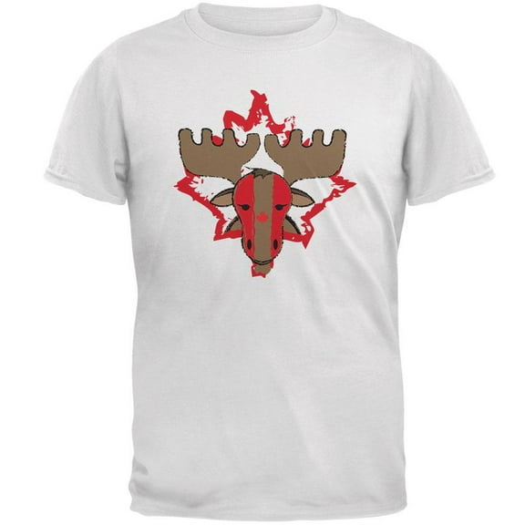 Canada Canadian Maple Leaf Moose Sports Paint Hockey Mens T Shirt White SM