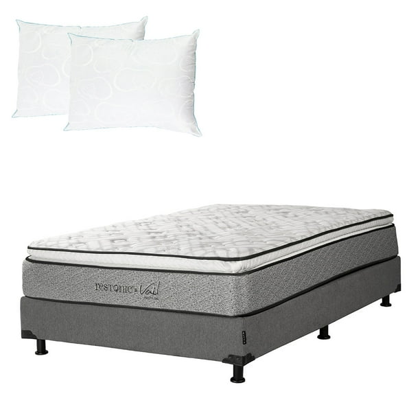 Colchón Matrimonial Dicasa Vail + Box Base Cama + Almohada Oso 2