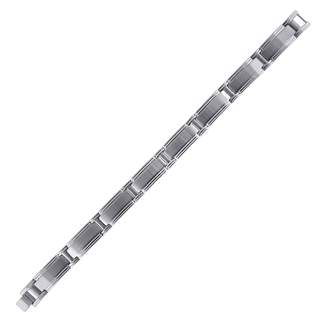 Stainless Steel Grooved Mens 8.5 Inch Bracelet Link Bracelet for Men