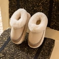 thumbnail image 3 of Zapatillas de felpa antideslizantes cálidas y acogedoras para mujer, tendencia de invierno 2024, con punta cerrada, de algodón, para el hogar, 3 of 6