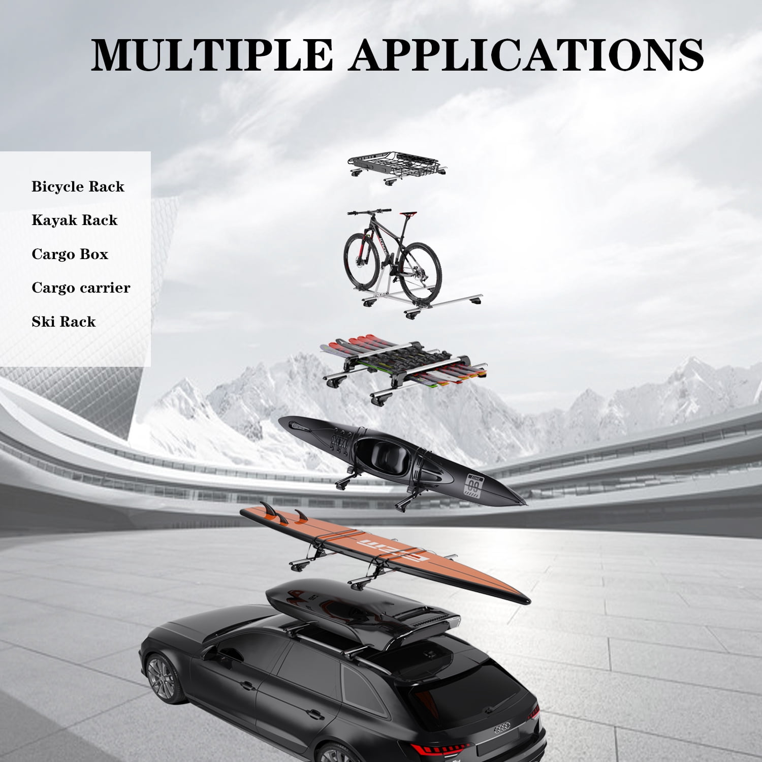 Tanx 52" Universal Roof Rack Cross Bars, Aluminum Rooftop Crossbars with Locks, RB003C