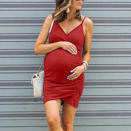 

Tangnade pregnant costumes for women maternity dress Women Sexy Polka Dot Maternity Pregnant Sleeveless Nursing Boho Mini Dress