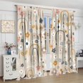 thumbnail image 4 of Kids Rainbow Curtains Boho Cartoon Colorful Floral Stars for Girls Bedroom Decor Bohemia Love Heart Lovely Abstract Art Printed Living Room Window Drapes Fabric 55W x 39H Inch Blackout, 4 of 7