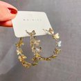 thumbnail image 1 of Round Small Butterfly Earrings 18k Gold Plated Korean Style Butterfly Hoop Earrings, 1 of 3