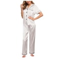thumbnail image 7 of White Womens Pajama Sets Shorts, Polyester Summer Pajamas for Women, Short Sleeve Womens Pajama Set, 5XL Women Satin Pajamas, Women Pajama Sets, Valentine's Day Sleepwear Women Pajamas, 7 of 7