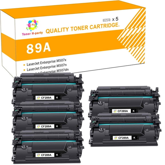 Toner H-Party Compatible Toner Replacement NO-Chip for HP CF289A 89A LaserJet Enterprise MFP M528dn M528f M507x M507n Enterprise Flow MFP M528c M528z ( 5-Pack, Black)