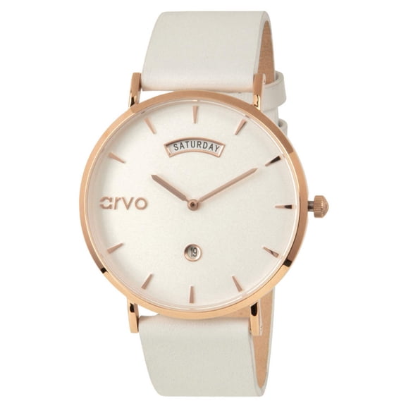 Arvo Awristacrat Watch - Rose - White Leather