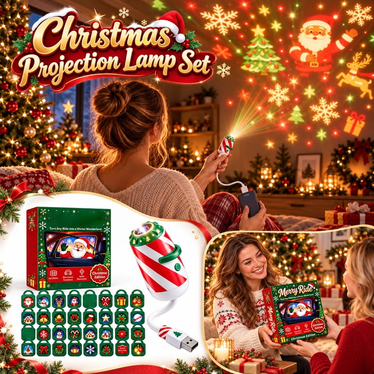 Merry Ride Christmas Car Projector Light, Red and White Candy Cane 32 ...