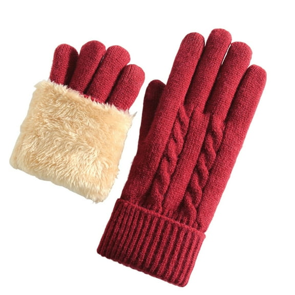 HAiming Womens Knit Gloves Warm Winter Fleece Lining Thermal Cable Thick Comfy Cold Freezing Weather